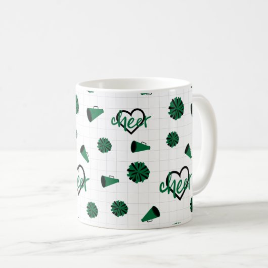 Grüne Hörer, Pom Poms, Megaphone Muster Kaffeetasse (VorderseiteRechts)