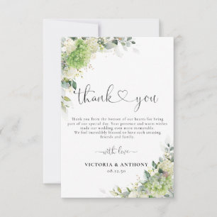 Grüne Hortensien Hochzeit Danksagungskarte Dankeskarte