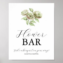 Grüne Hortensien Hochzeitsblumen Bar Schilder