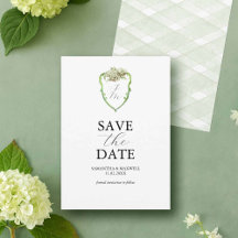 Grüne Hortensien Hochzeitsmonogramm Save The Dates