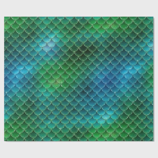 Grüne Hübsche Meerjungenskala Geschenkpapier (Flach)