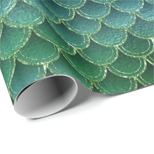 Grüne Hübsche Meerjungenskala Geschenkpapier (Rolleneckpunkt)