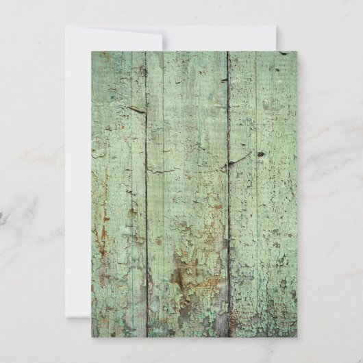 Grüne Hufeisenscheunen-hölzerne rustikale Hochzeit Einladung (Rückseite)