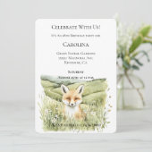 Grüne Hügel Gänseblümchen Fuchs Geburtstag Einladung (Stehend Vorderseite)