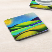 Grüne Hügel Landschaft Getränkeuntersetzer (Linke Seite)