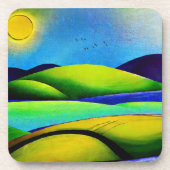 Grüne Hügel Landschaft Getränkeuntersetzer (Vorderseite)