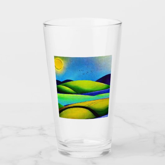 Grüne Hügel Landschaft Glas (Vorderseite)