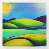 Grüne Hügel Landschaft Glasuntersetzer (Vorderseite)