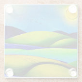 Grüne Hügel Landschaft Glasuntersetzer (Rückseite)