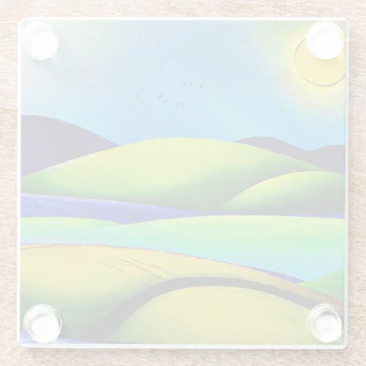 Grüne Hügel Landschaft Glasuntersetzer (Rückseite)