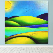 Grüne Hügel Landschaft Leinwanddruck (Insitu (Holzboden))