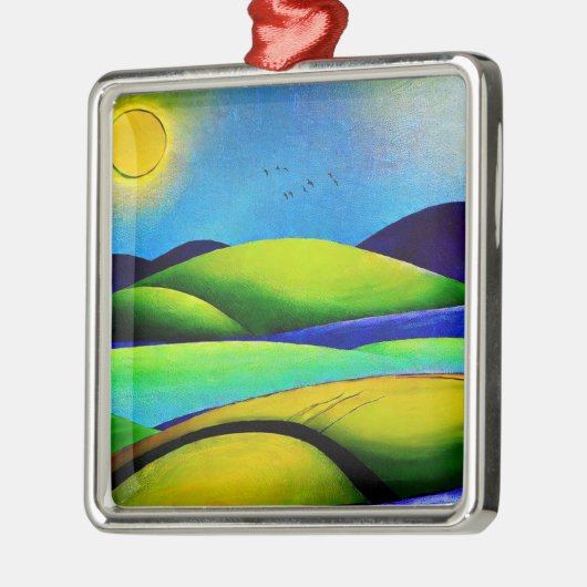 Grüne Hügel Landschaft Ornament Aus Metall (Links)