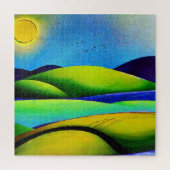 Grüne Hügel Landschaft Puzzle (Vertikal)