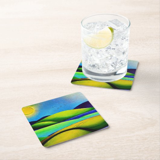 Grüne Hügel Landschaft Rechteckiger Pappuntersetzer (Vor Ort)