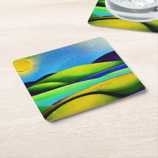 Grüne Hügel Landschaft Rechteckiger Pappuntersetzer (angewinkelt)