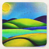 Grüne Hügel Landschaft Rechteckiger Pappuntersetzer (Vorderseite)