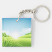 Grüne Hügel Landschaft Schlüsselanhänger (Rückseite)