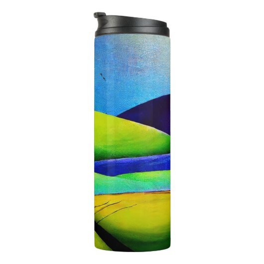 Grüne Hügel Landschaft Thermosbecher (Nach rechts gedreht)