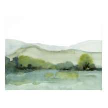 Grüne Hügel Landschaft Wasserfarbe