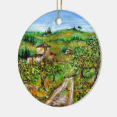 GRÜNE HÜGEL UND OLIVENBÄUME IN DER TUSKANISCHEN LA KERAMIK ORNAMENT (Links)