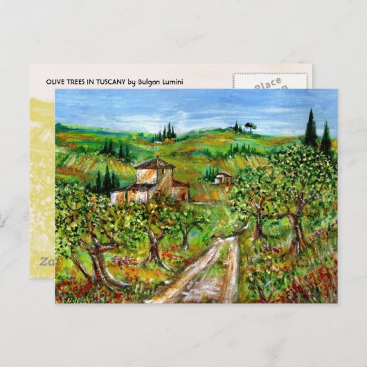 GRÜNE HÜGEL UND OLIVENBÄUME IN DER TUSKANISCHEN LA POSTKARTE (Vorne/Hinten)