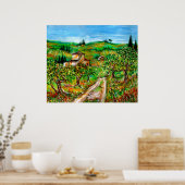 Grüne Hügel und Olivenbäume Landschaft Toskana Poster (Küche)