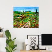 Grüne Hügel und Olivenbäume Landschaft Toskana Poster (Heimbüro)