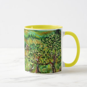 GRÜNE HÜGEL UND OLIVENBÄUME TUSKANISCHE LANDSCHAFT TASSE
