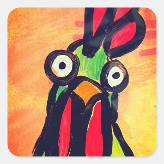 Grüne Hühnerkleber Quadratischer Aufkleber (Vorderseite)