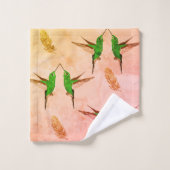 Grüne Hummingbird-Birkenfeder Badhandtuch Set (Waschlappen)