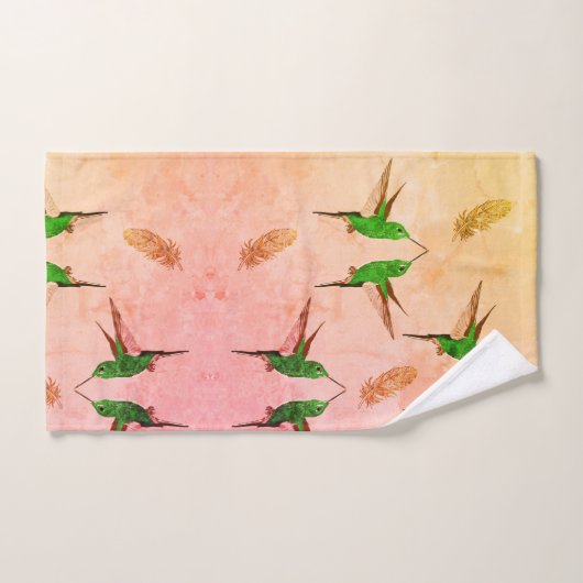 Grüne Hummingbird-Birkenfeder Badhandtuch Set (Handtuch)