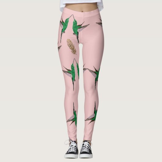 Grüne Hummingbird-Birkenfeder Leggings (Vorderseite)