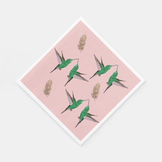 Grüne Hummingbird-Birkenfeder Serviette (Ecke)