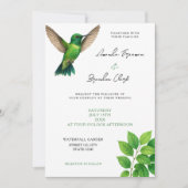 Grüne Hummingbird Leafy Botanische Hochzeit an der Einladung (Vorderseite)