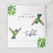 Grüne Hummingbird Leafy Botanische Hochzeit an der Platzkarte (Außenseite Aufgefaltet)