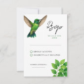Grüne Hummingbird Leafy Botanische Hochzeit an der RSVP Karte (Vorderseite)