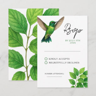 Grüne Hummingbird Leafy Botanische Hochzeit an der RSVP Karte