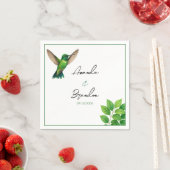 Grüne Hummingbird Leafy Botanische Hochzeit an der Serviette (Beispiel)
