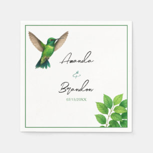 Grüne Hummingbird Leafy Botanische Hochzeit an der Serviette
