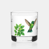 Grüne Hummingbird Leafy Botanische Hochzeit an der Whiskyglas (Links)