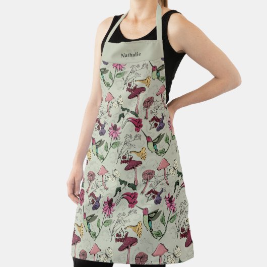 Grüne Hummingvogel Mit Monogramm Schürze (InSitu)