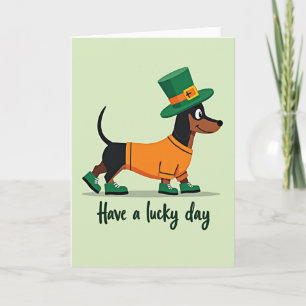 Grüne Hund Glückstag-Karte Karte