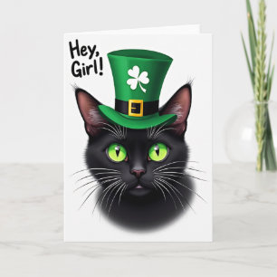 Grüne Hut Schwarze Katze Karte