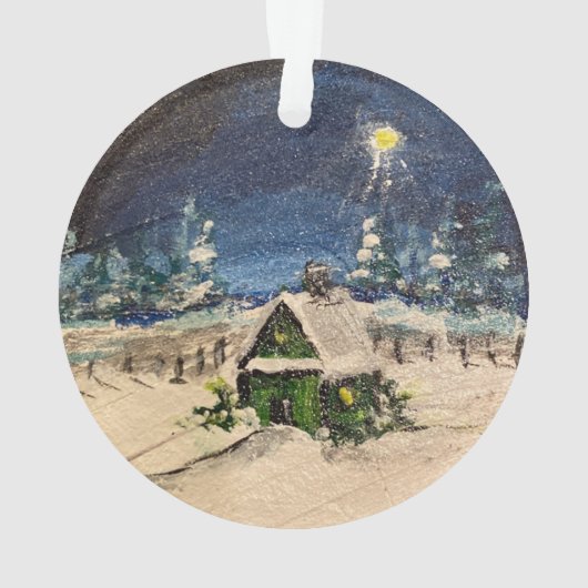 Grüne Hütte im Schnee Ornament (Rückseite)