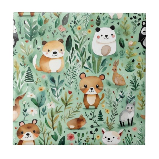 Grüne Hütte im Zentrum der Blumenlandschaft Fliese (Vorderseite)