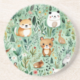 Grüne Hütte im Zentrum der Blumenlandschaft Getränkeuntersetzer