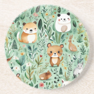 Grüne Hütte im Zentrum der Blumenlandschaft Getränkeuntersetzer