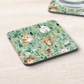 Grüne Hütte im Zentrum der Blumenlandschaft Getränkeuntersetzer (Linke Seite)