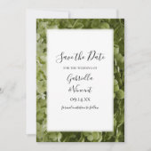 Grüne Hydrangea-Blume Hochzeit retten Datum Save The Date (Vorderseite)
