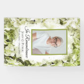 Grüne Hydrangea-Blume Wasserfarbenbeerdigung Banner (Horizontal)